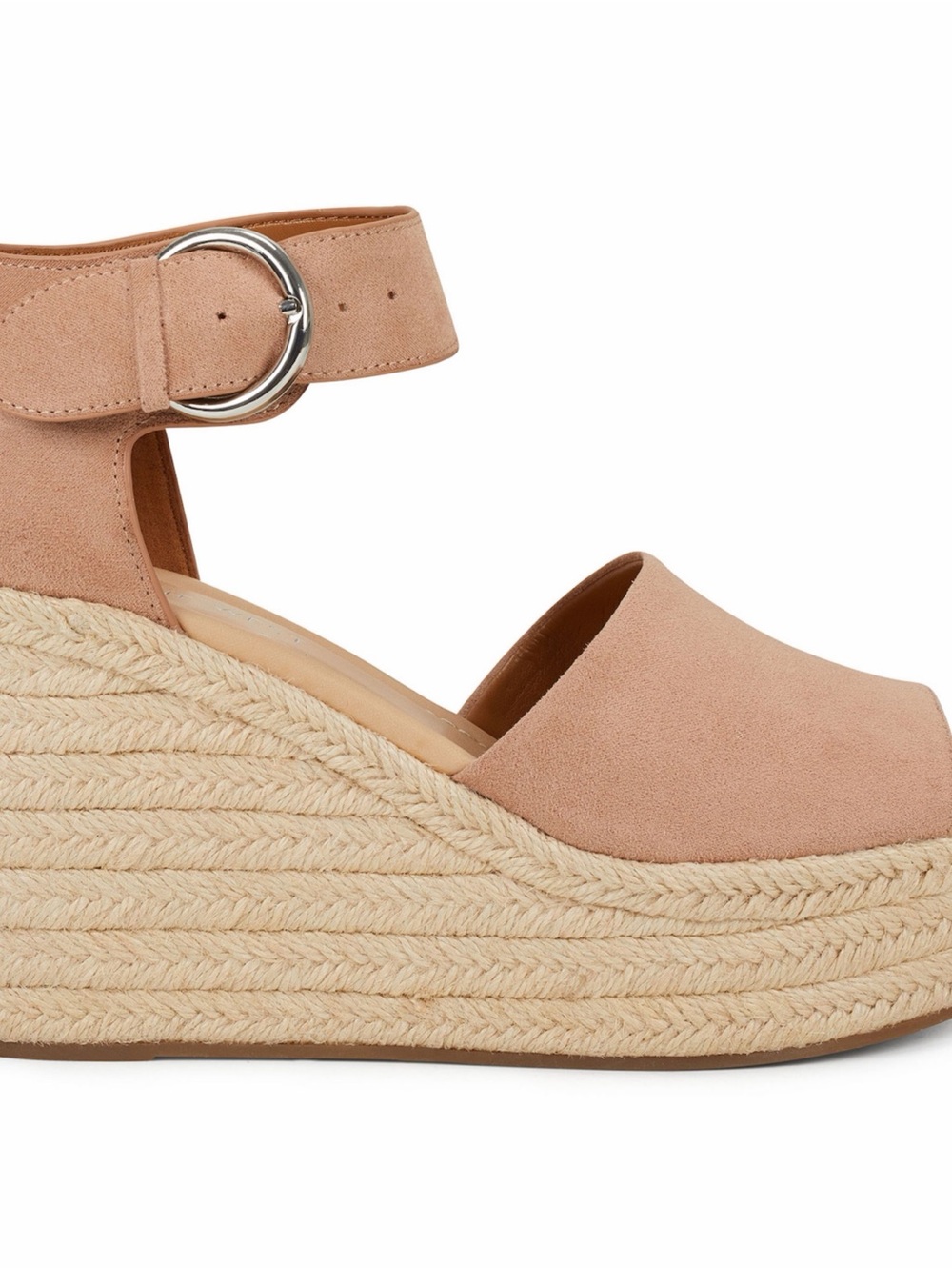 Nine West Tan Suede Espadrille Platform Wedge Sandals with Ankle Buckle - Picture 2 of 11